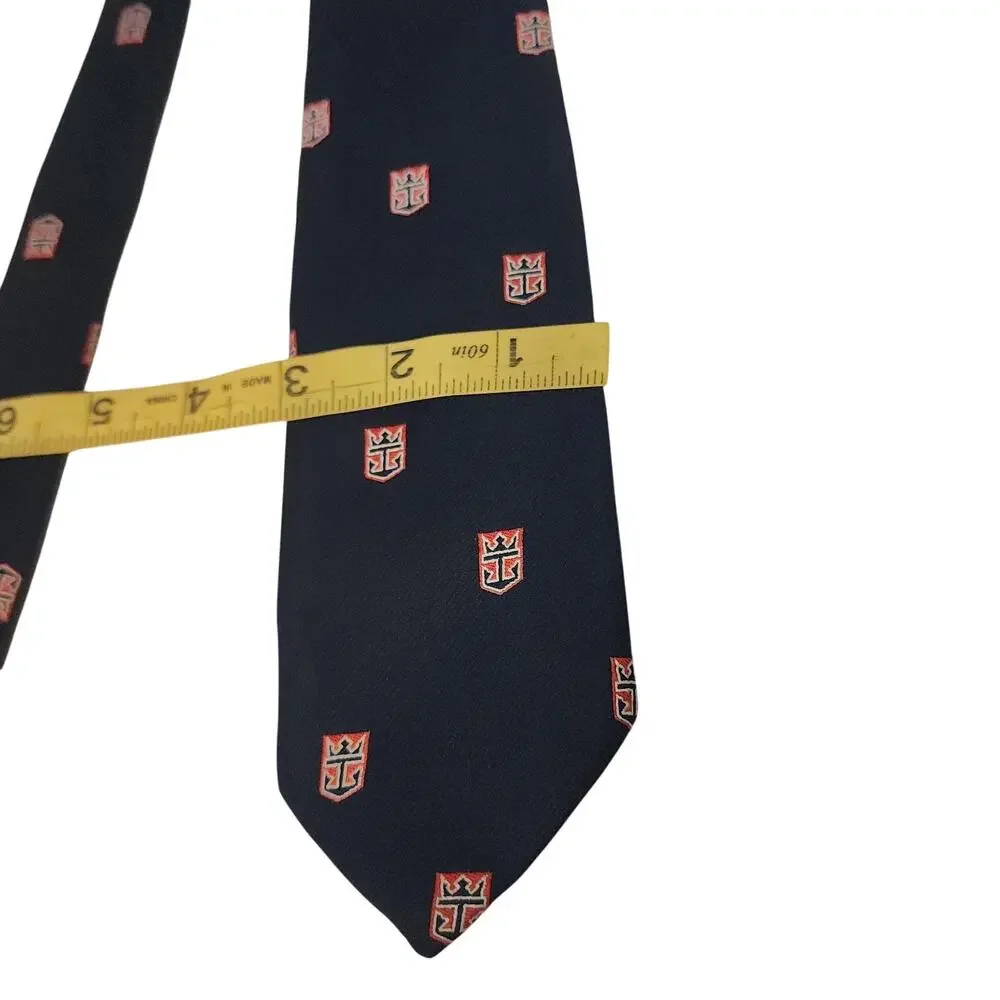 Reis Of New Haven Tie Mens Blue Logo Geometric Classic Necktie One Size